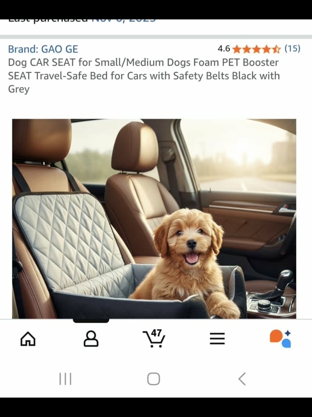 Gray Dog Car Seat Booster for Small/Medium Dogs